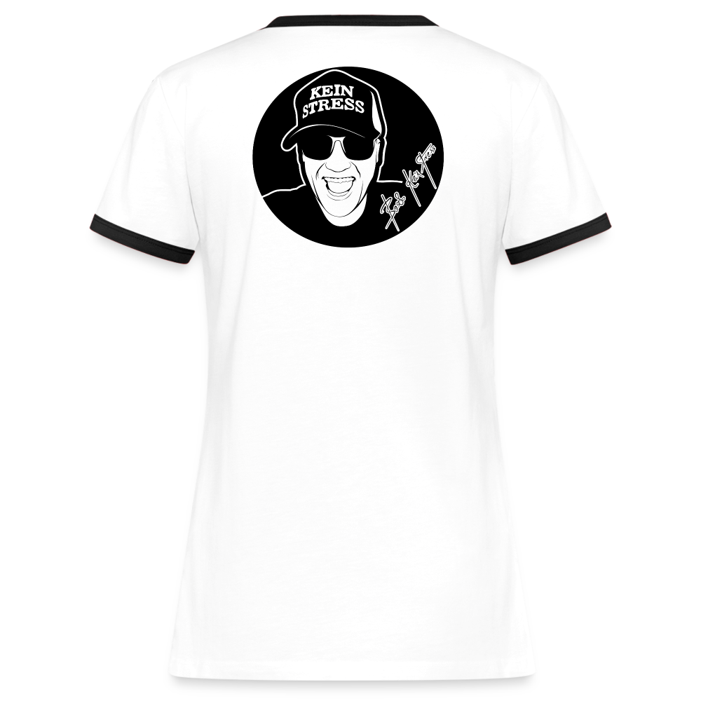 Boscho Kein Stress ® Frauen Kontrast-T-Shirt - Weiß/Schwarz