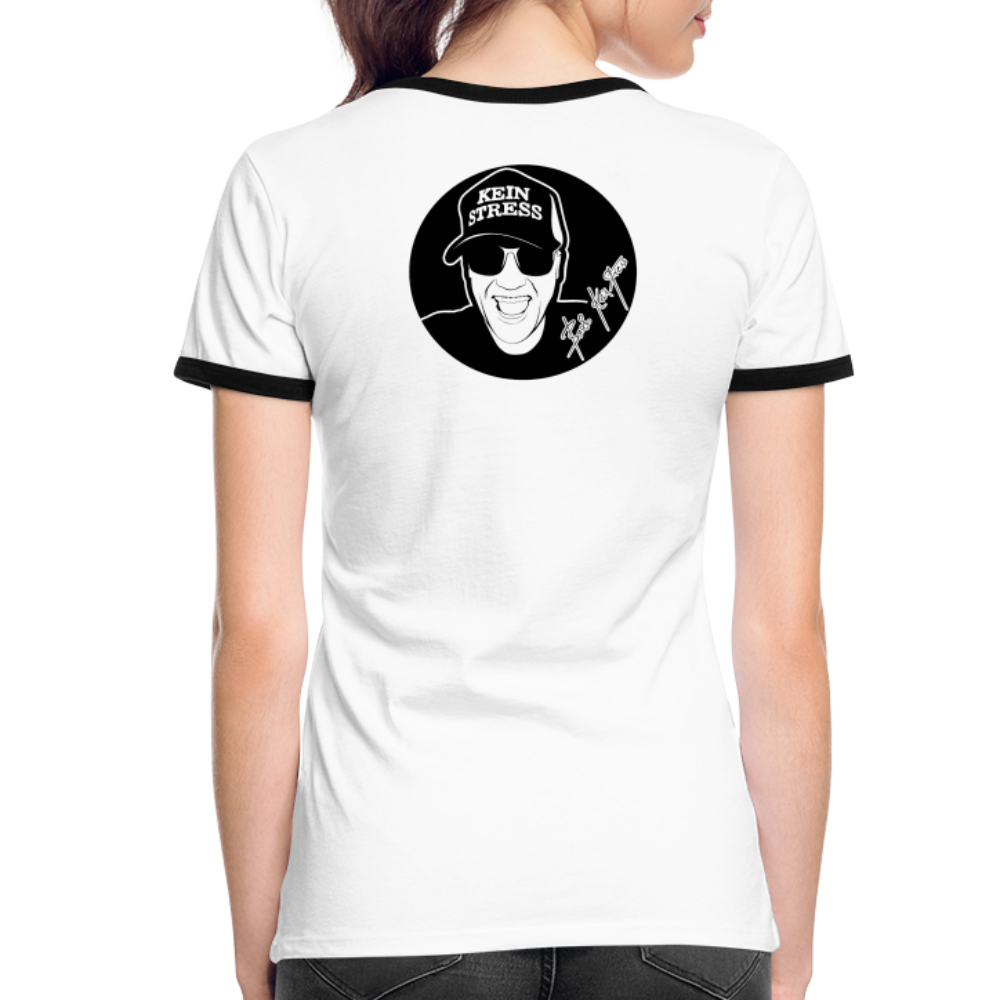 Boscho Kein Stress ® Frauen Kontrast-T-Shirt - Weiß/Schwarz