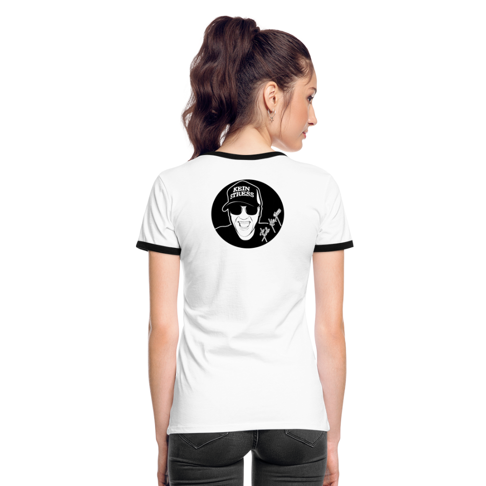 Boscho Kein Stress ® Frauen Kontrast-T-Shirt - Weiß/Schwarz
