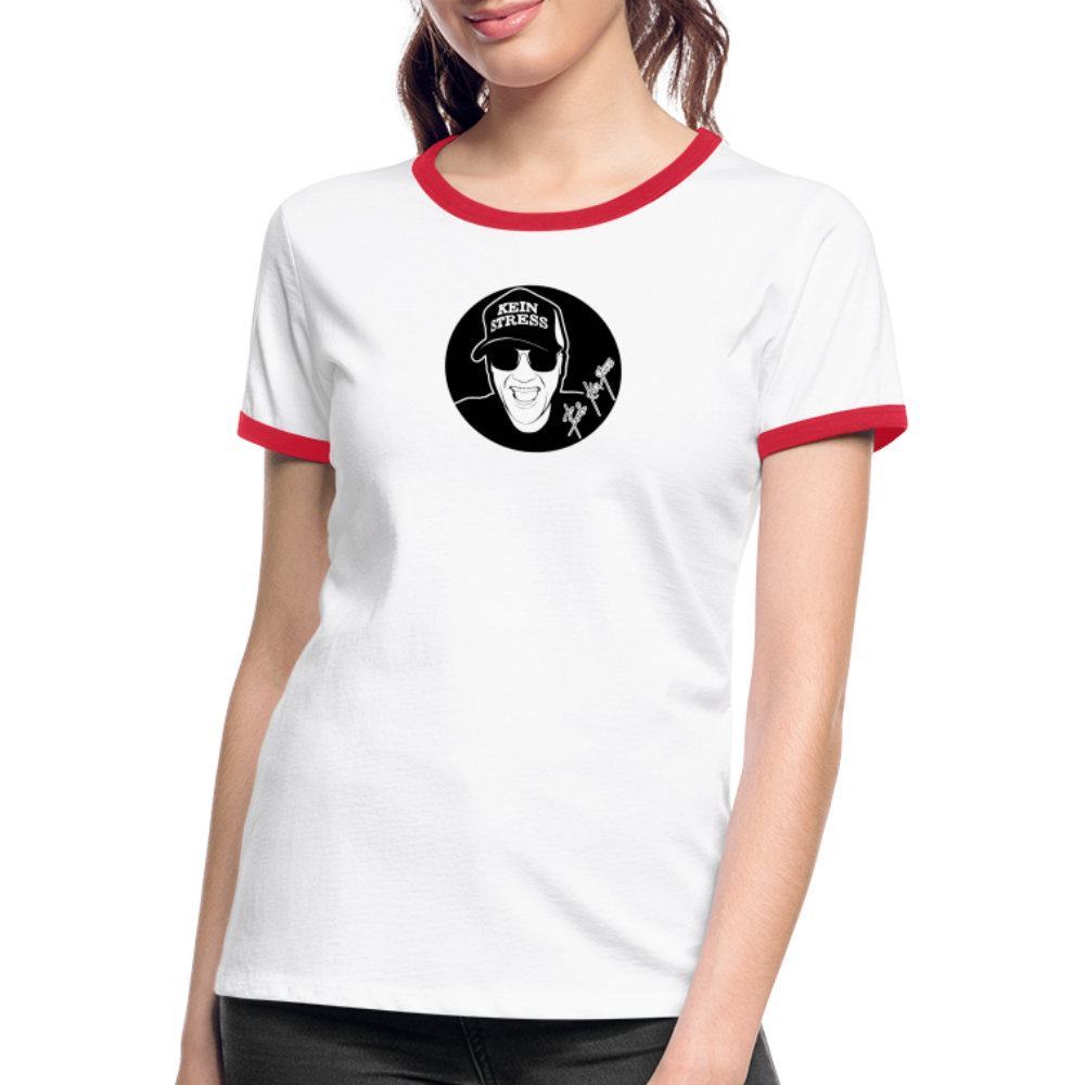 Boscho Kein Stress ® Frauen Kontrast-T-Shirt - Weiß/Rot