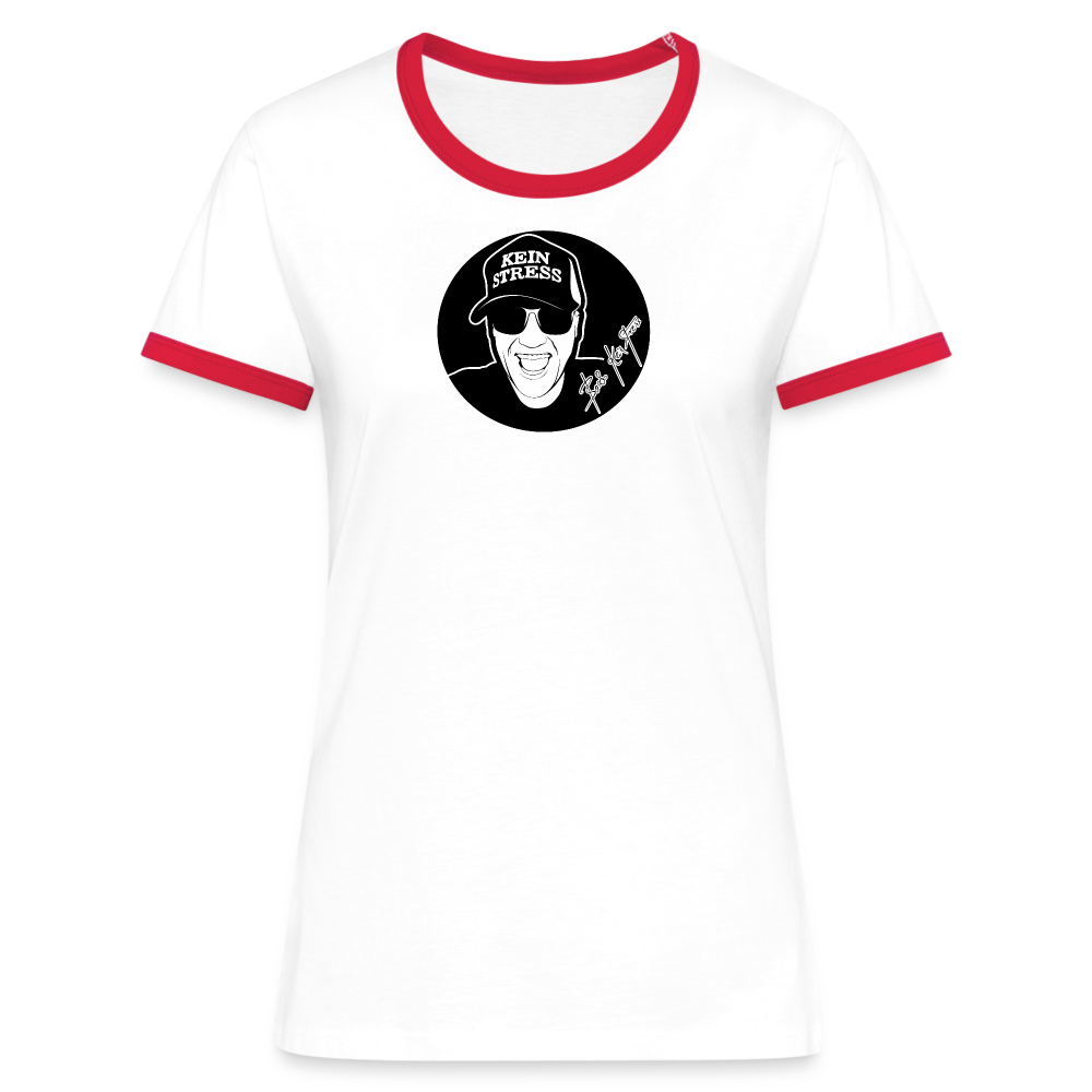 Boscho Kein Stress ® Frauen Kontrast-T-Shirt - Weiß/Rot