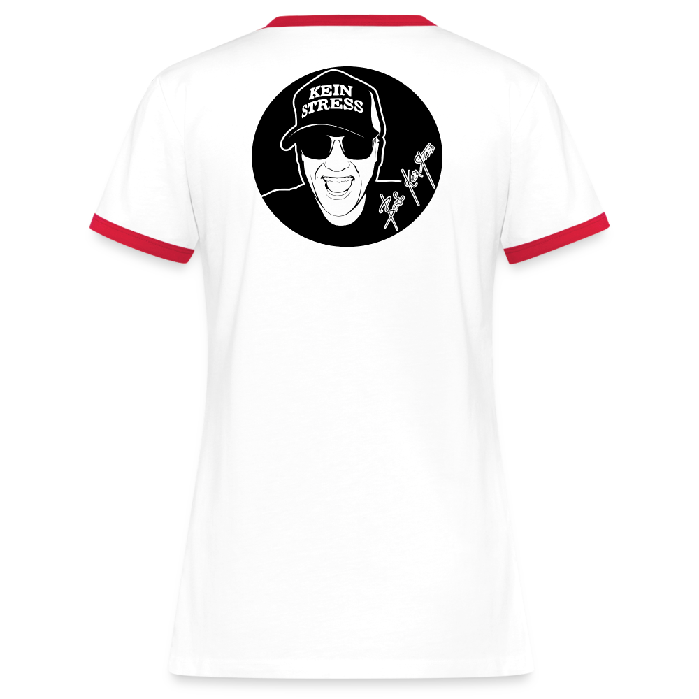 Boscho Kein Stress ® Frauen Kontrast-T-Shirt - Weiß/Rot