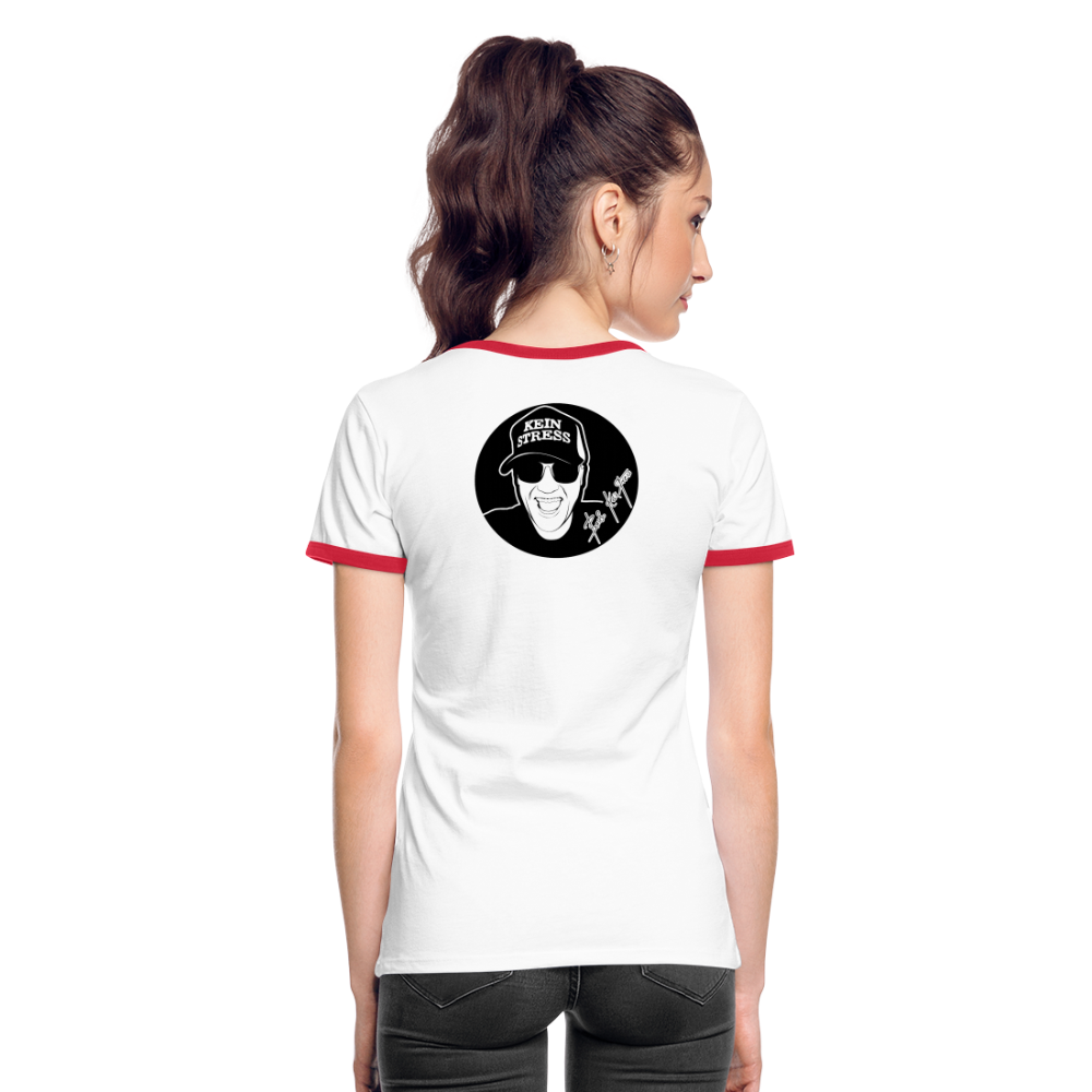 Boscho Kein Stress ® Frauen Kontrast-T-Shirt - Weiß/Rot