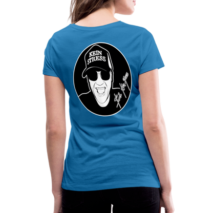 Boscho Kein Stress ® Frauen Bio-T-Shirt mit V-Ausschnitt - Pfauenblau