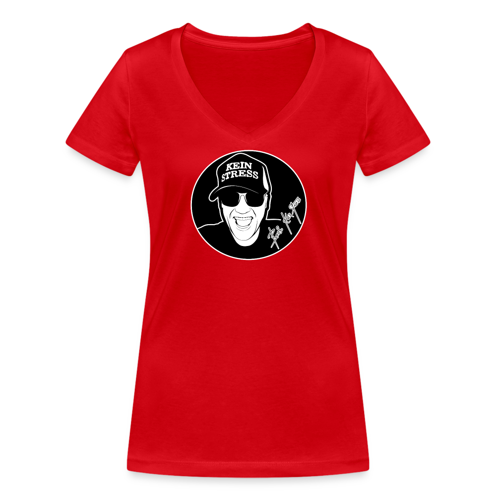 Boscho Kein Stress ® Frauen Bio-T-Shirt mit V-Ausschnitt - Rot