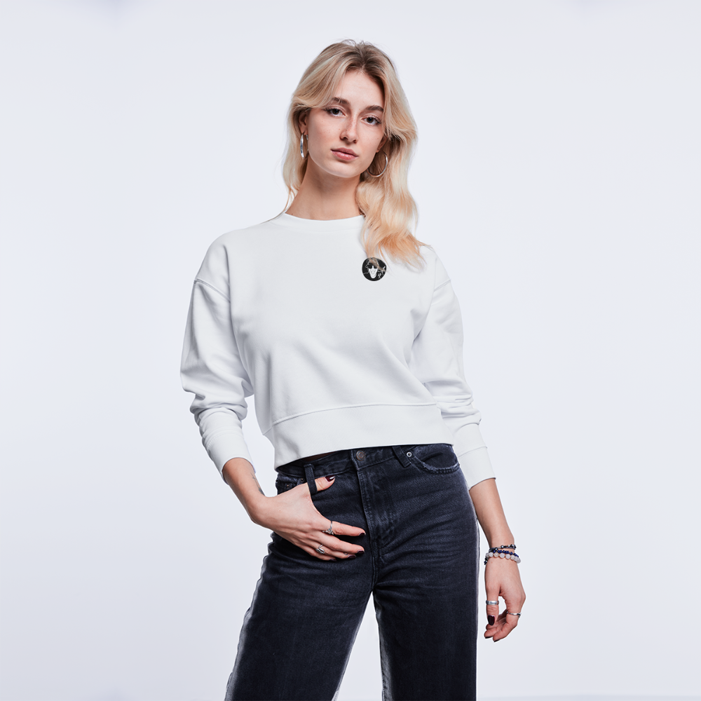 Boscho Kein Stress ® Frauen Bio Sweatshirt CROPSTER - weiß