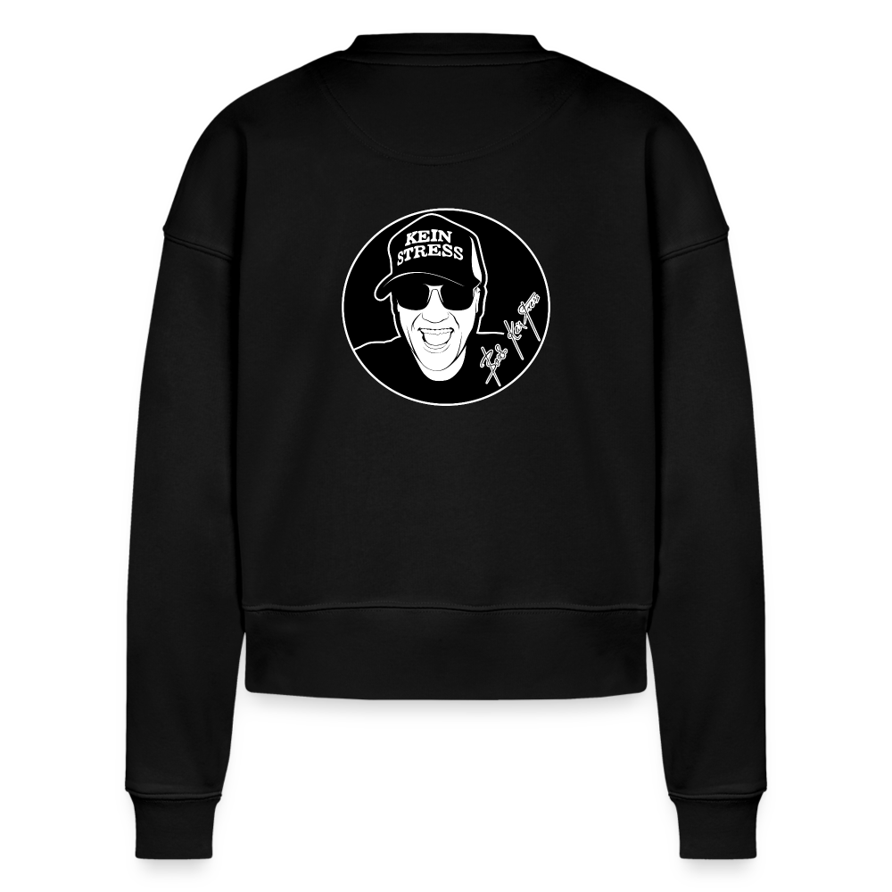 Boscho Kein Stress ® Frauen Bio Sweatshirt CROPSTER - Schwarz