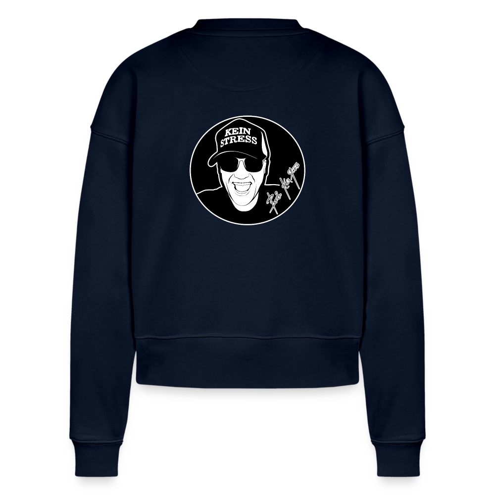 Boscho Kein Stress ® Frauen Bio Sweatshirt CROPSTER - Navy