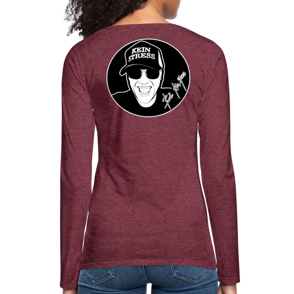 Boscho Kein Stress ® Frauen Premium Langarmshirt - Bordeauxrot meliert