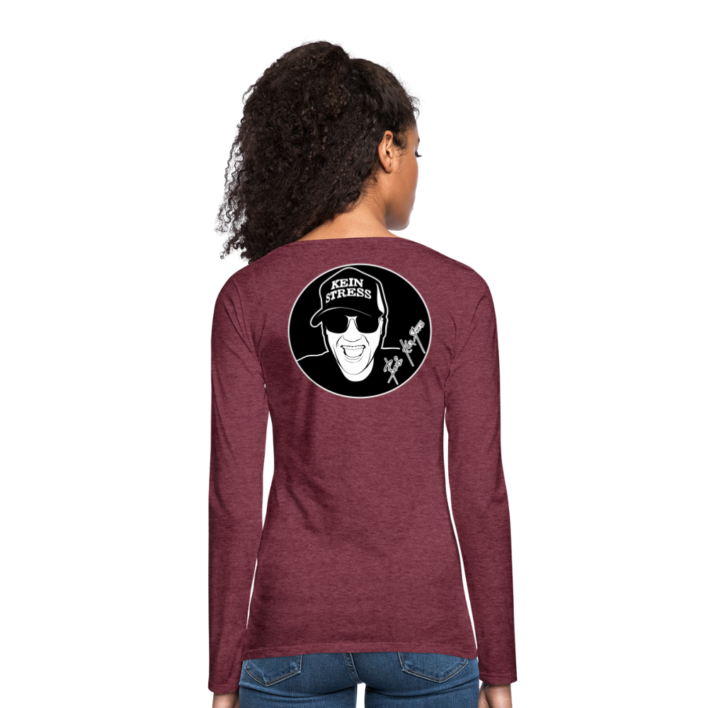 Boscho Kein Stress ® Frauen Premium Langarmshirt - Bordeauxrot meliert