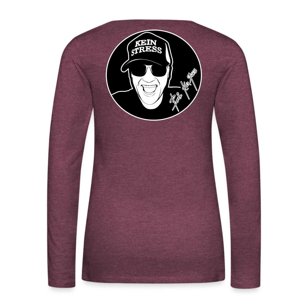 Boscho Kein Stress ® Frauen Premium Langarmshirt - Bordeauxrot meliert