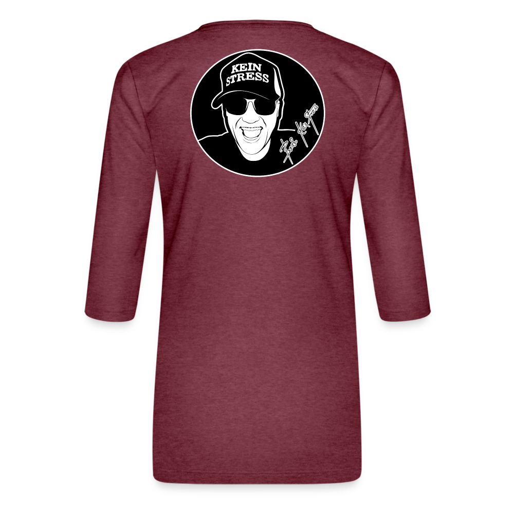 Boscho Kein Stress ® Frauen Premium 3/4-Arm Shirt - Bordeauxrot meliert
