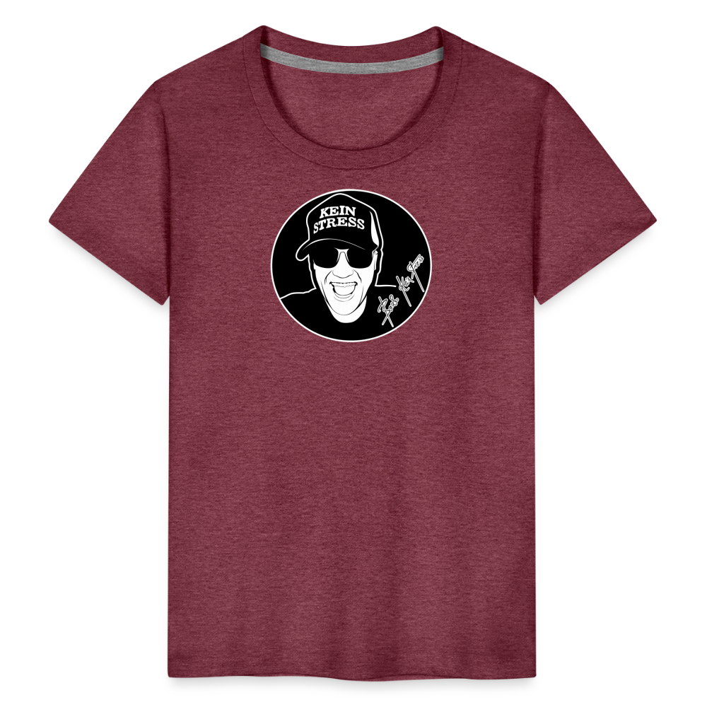 Boscho Kein Stress ® Kinder Premium T-Shirt - Bordeauxrot meliert