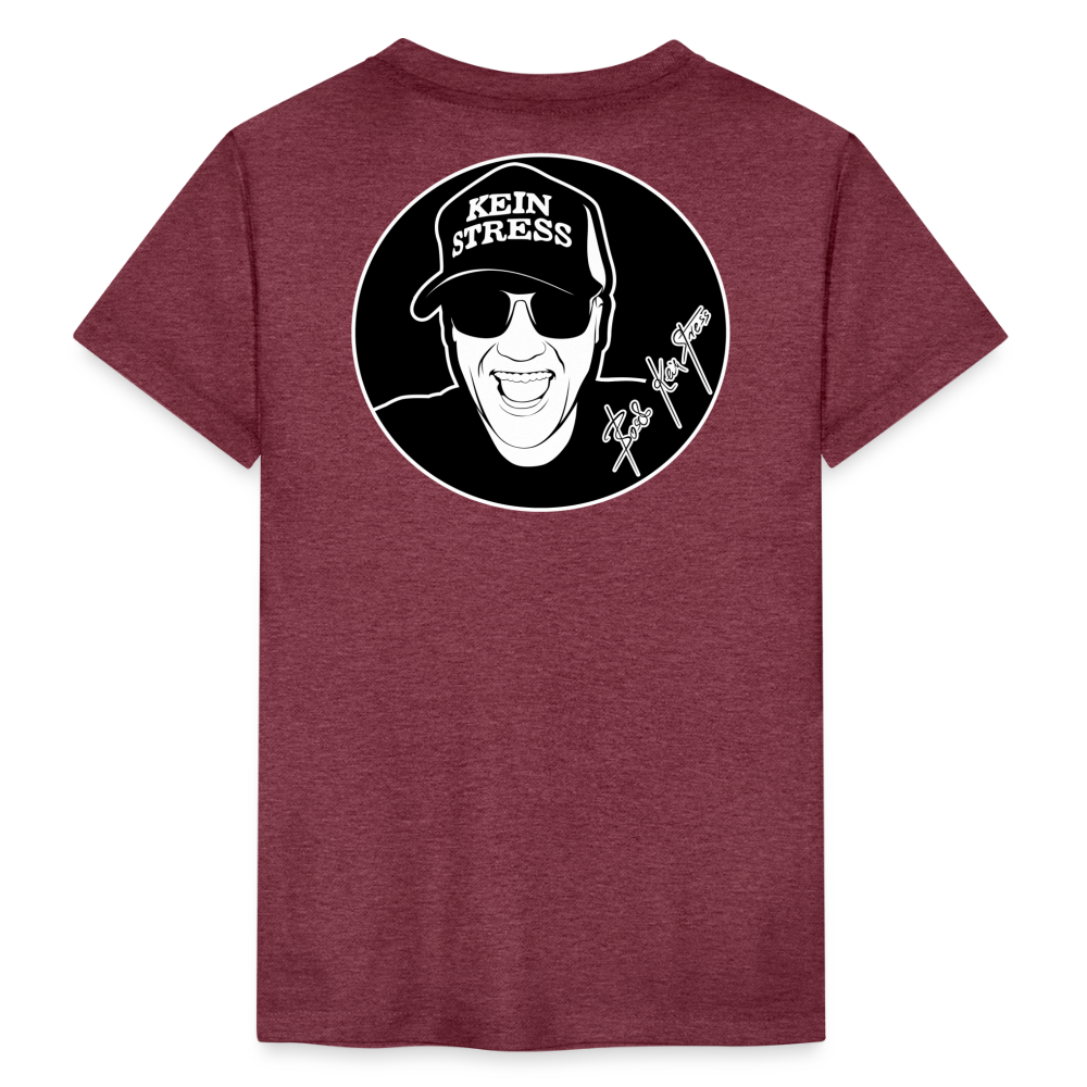 Boscho Kein Stress ® Kinder Premium T-Shirt - Bordeauxrot meliert