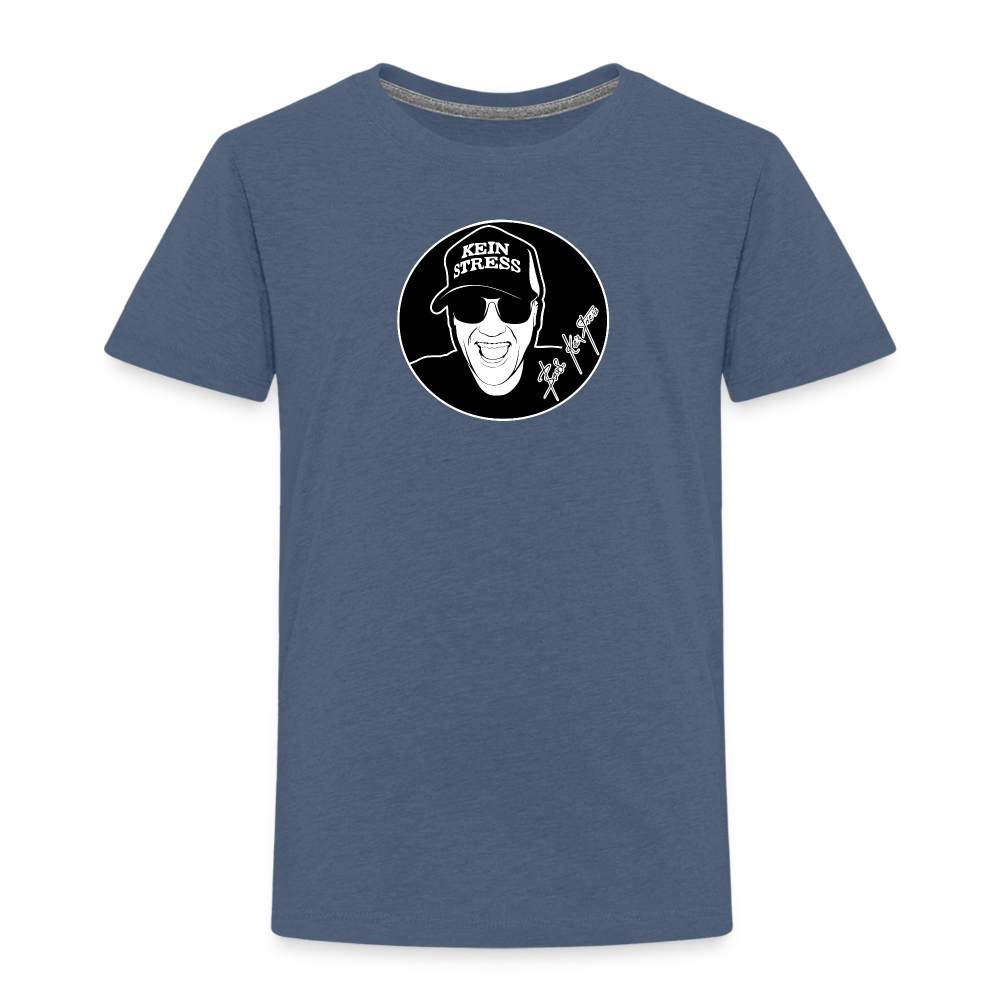 Boscho Kein Stress ® Kinder Premium T-Shirt - Blau meliert