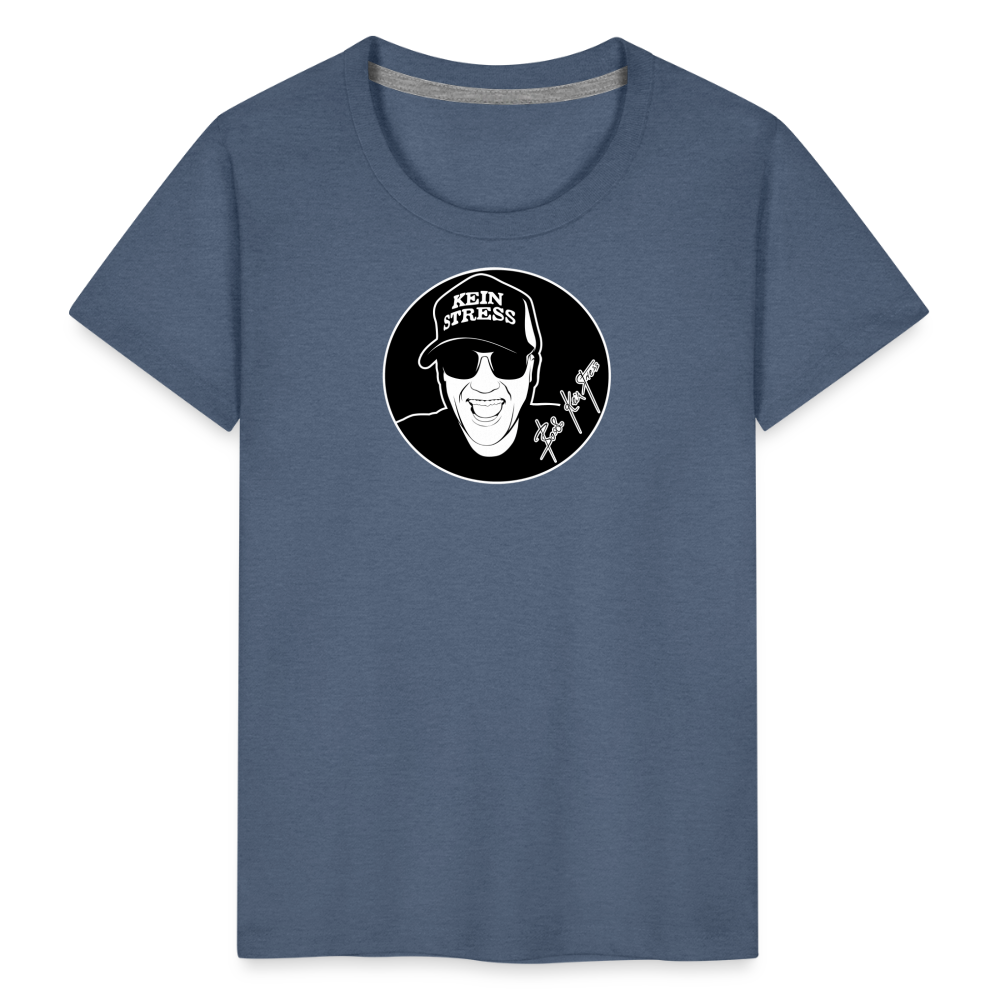 Boscho Kein Stress ® Kinder Premium T-Shirt - Blau meliert