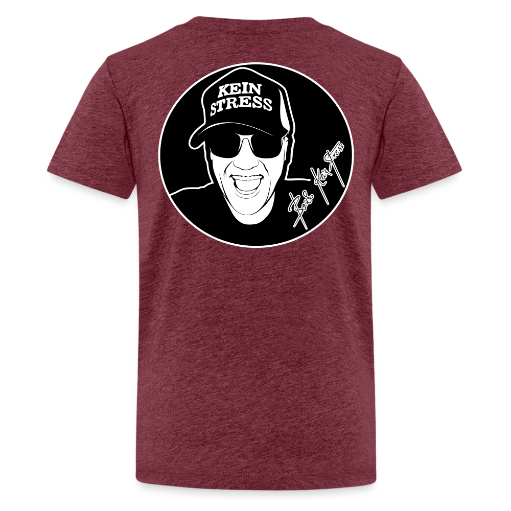 Boscho Kein Stress ® Teenager Premium T-Shirt - Bordeauxrot meliert