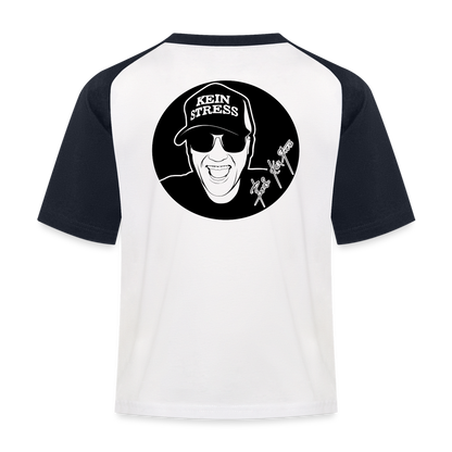 Boscho Kein Stress ® Kinder Baseball T-Shirt - Weiß/Navy