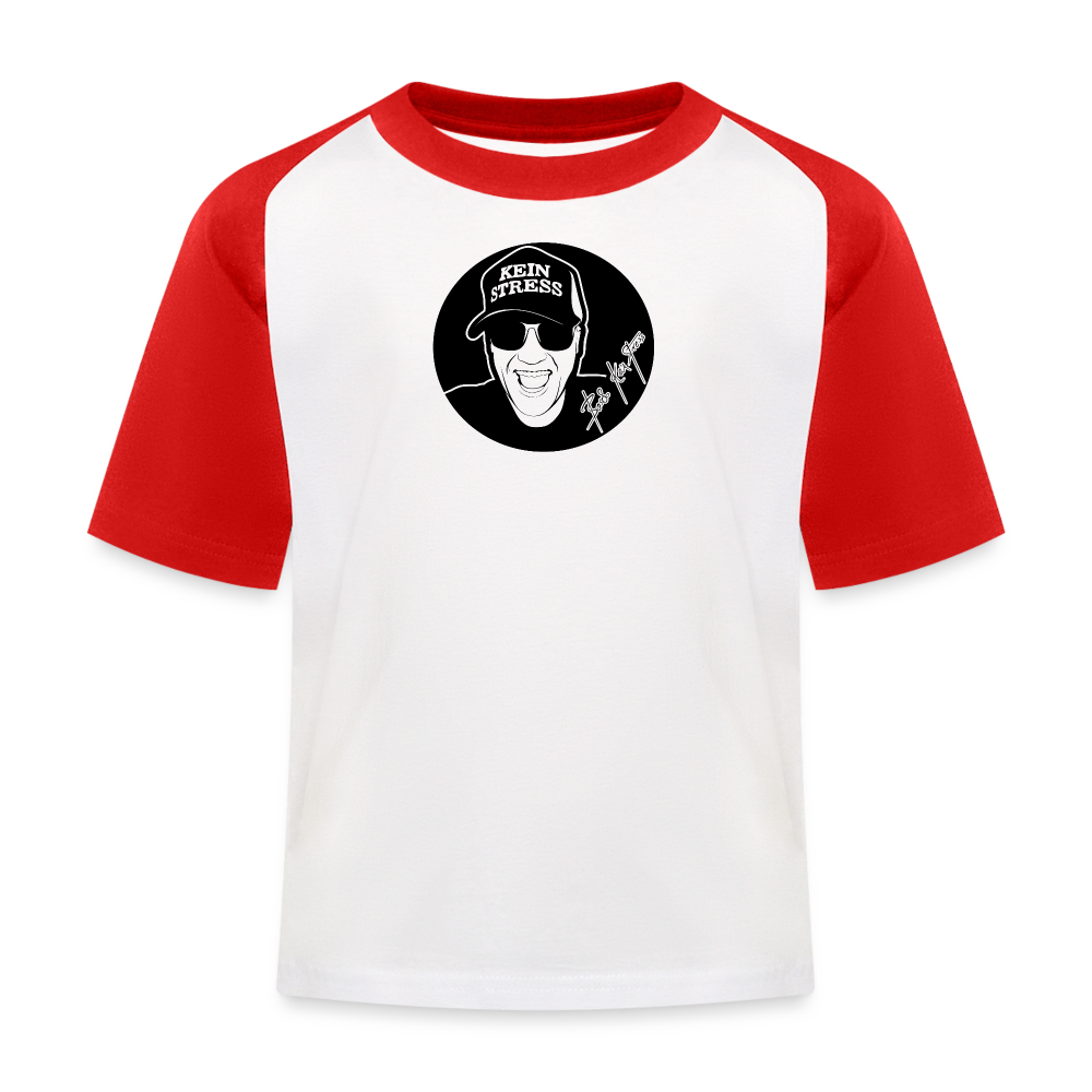 Boscho Kein Stress ® Kinder Baseball T-Shirt - Weiß/Rot