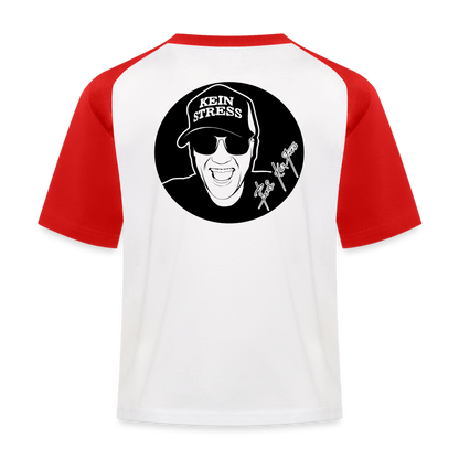 Boscho Kein Stress ® Kinder Baseball T-Shirt - Weiß/Rot