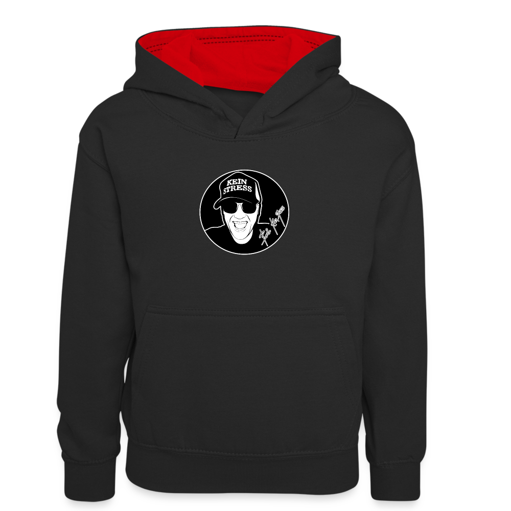 Boscho Kein Stress ® Teenager Kontrast-Hoodie - Schwarz/Rot