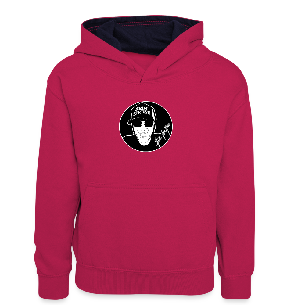 Boscho Kein Stress ® Teenager Kontrast-Hoodie - Pink/Navy