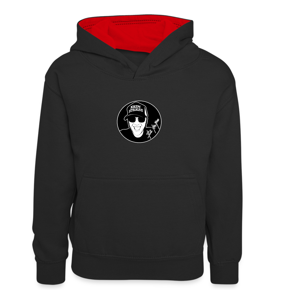 Boscho Kein Stress ® Kinder Kontrast-Hoodie - Schwarz/Rot