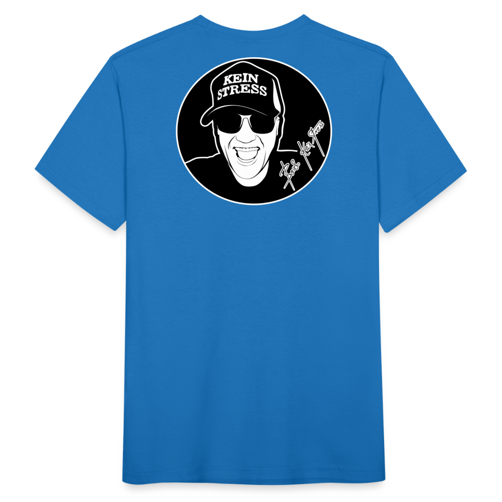 Boscho Kein Stress ® T-Shirt mit Logo auf Vorder - und Rückseite - Royalblau