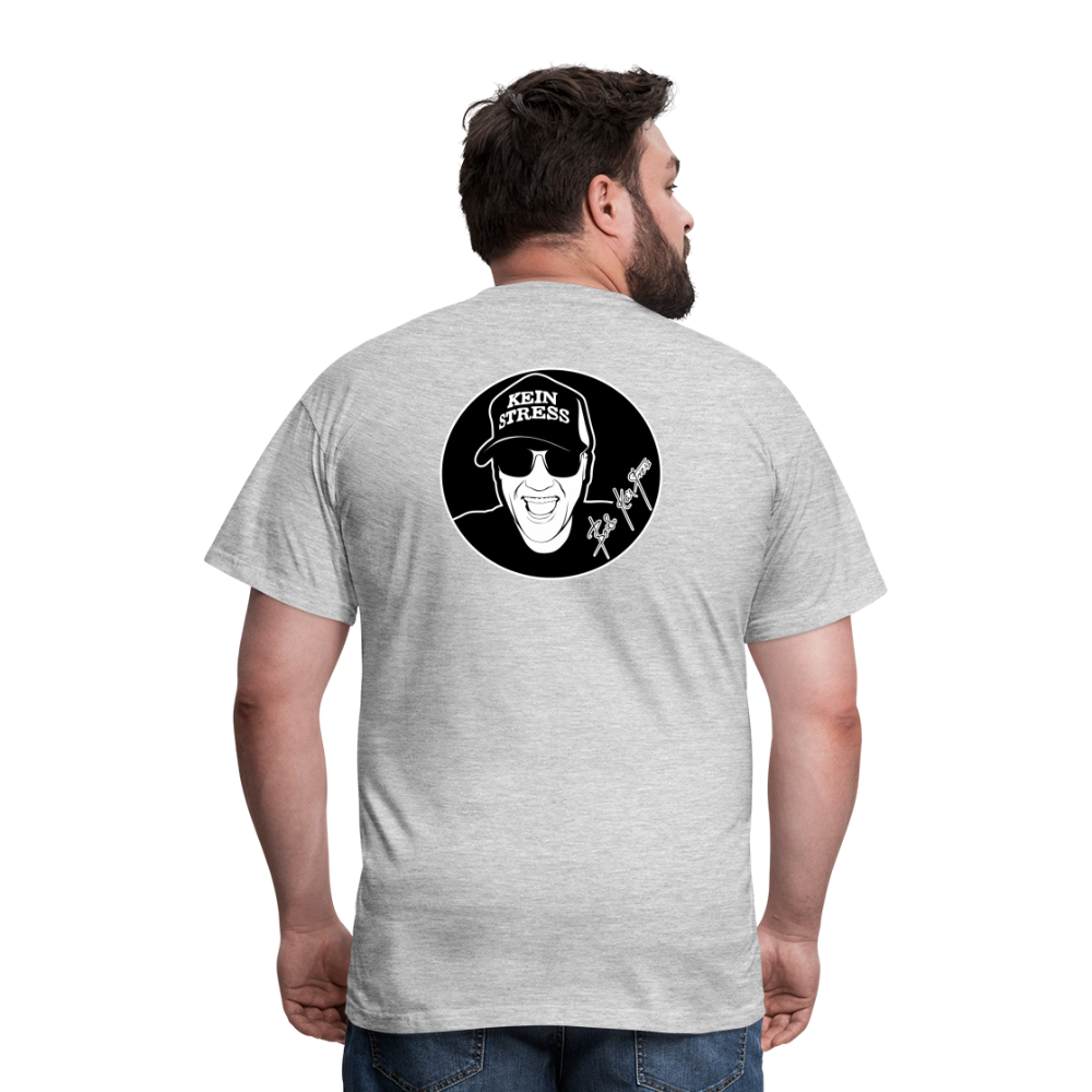 Boscho Kein Stress ® T-Shirt mit Logo auf Vorder - und Rückseite - Grau meliert