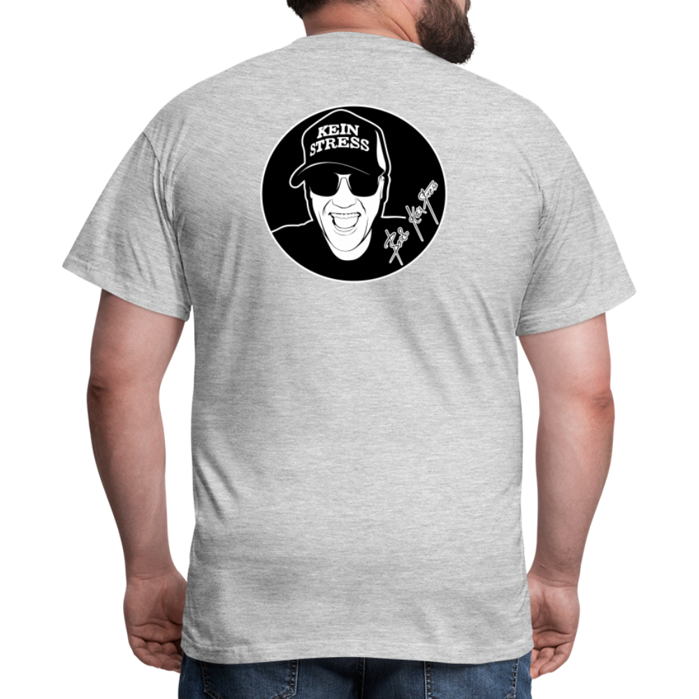 Boscho Kein Stress ® T-Shirt mit Logo auf Vorder - und Rückseite - Grau meliert