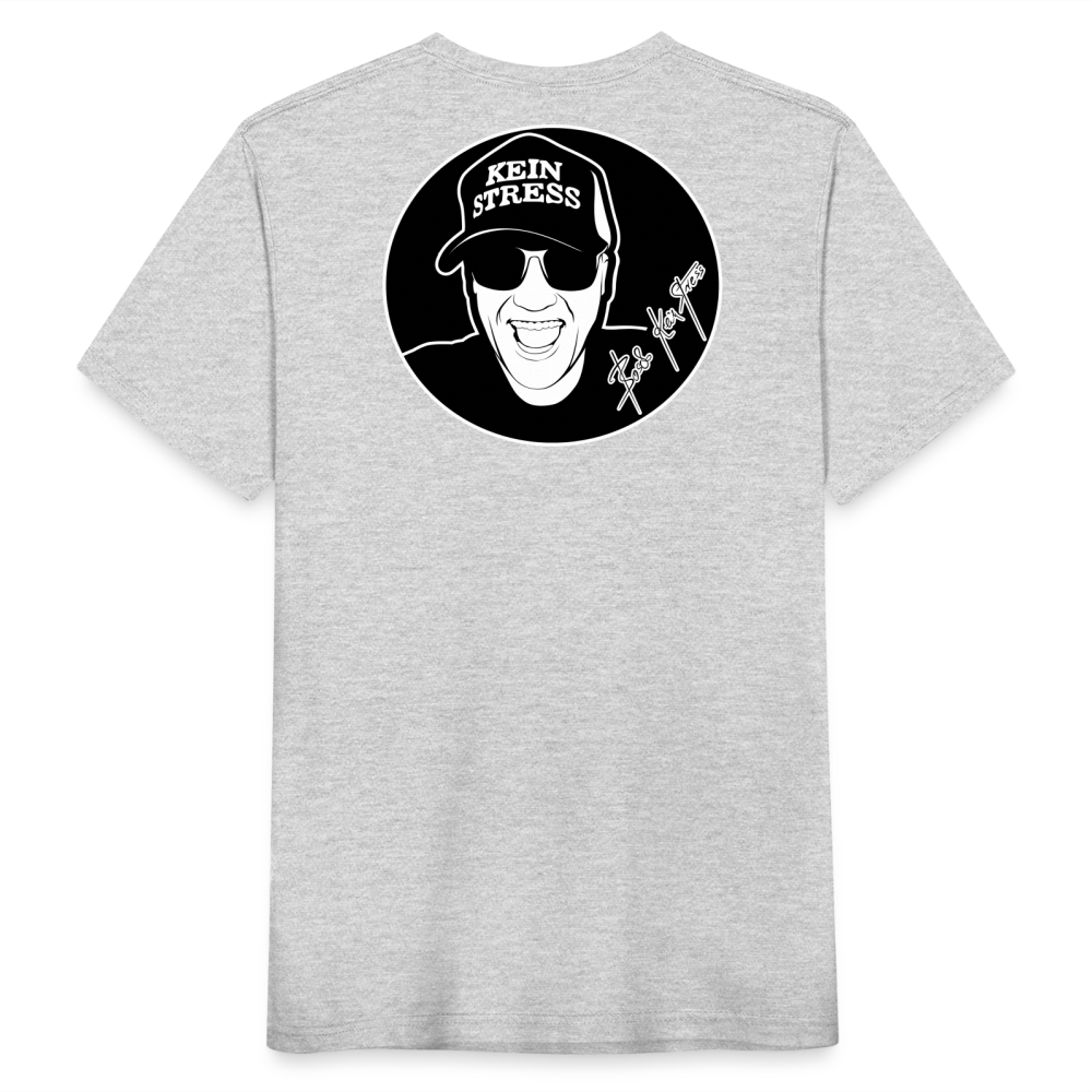 Boscho Kein Stress ® T-Shirt mit Logo auf Vorder - und Rückseite - Grau meliert