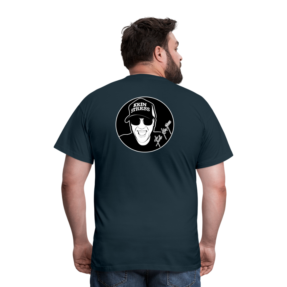 Boscho Kein Stress ® T-Shirt mit Logo auf Vorder - und Rückseite - Navy