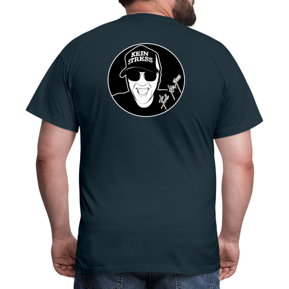 Boscho Kein Stress ® T-Shirt mit Logo auf Vorder - und Rückseite - Navy