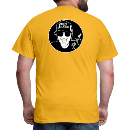 Boscho Kein Stress ® T-Shirt mit Logo auf Vorder - und Rückseite - Gelb