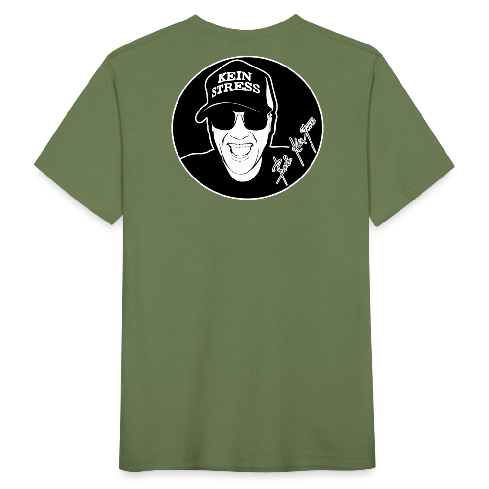 Boscho Kein Stress ® T-Shirt mit Logo auf Vorder - und Rückseite - Militärgrün