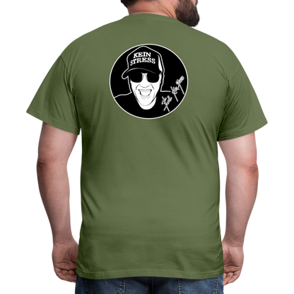 Boscho Kein Stress ® T-Shirt mit Logo auf Vorder - und Rückseite - Militärgrün