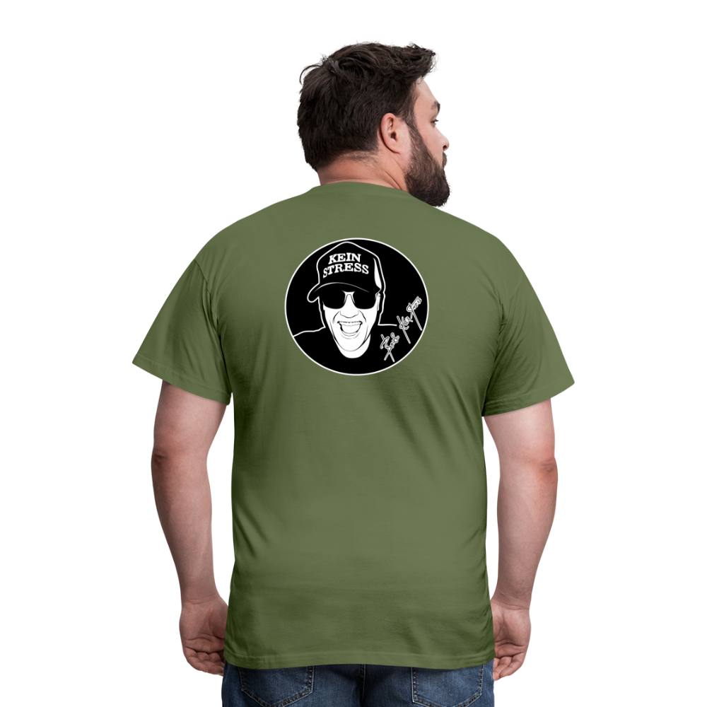 Boscho Kein Stress ® T-Shirt mit Logo auf Vorder - und Rückseite - Militärgrün