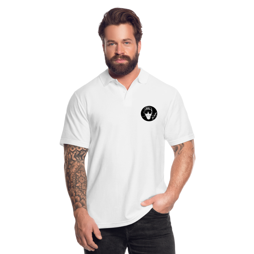 Boscho Kein Stress ® Poloshirt mit Logo auf Vorder - und Rückseite - weiß