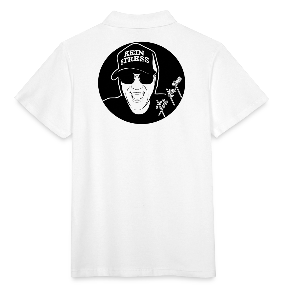 Boscho Kein Stress ® Poloshirt mit Logo auf Vorder - und Rückseite - weiß