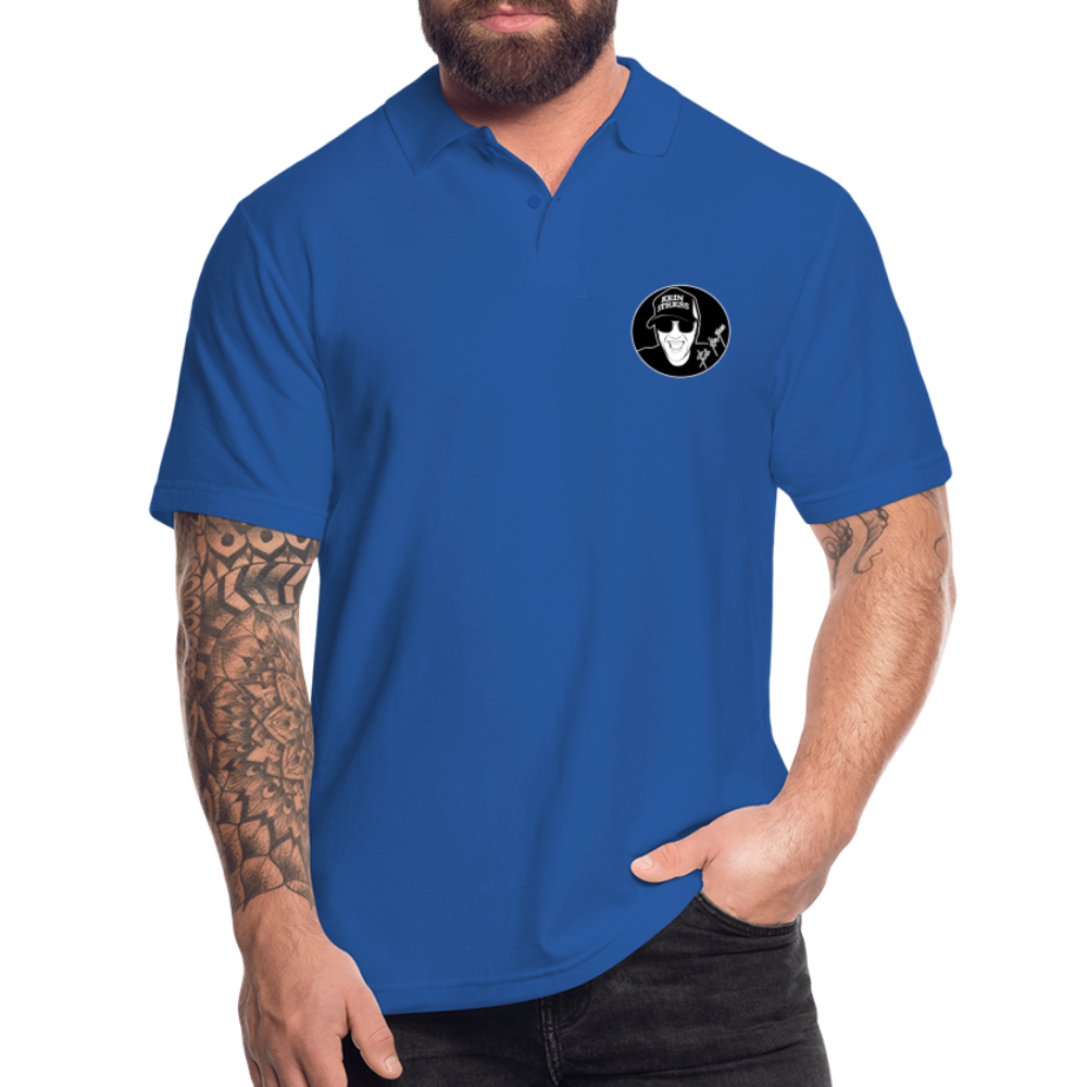 Boscho Kein Stress ® Poloshirt mit Logo auf Vorder - und Rückseite - Royalblau