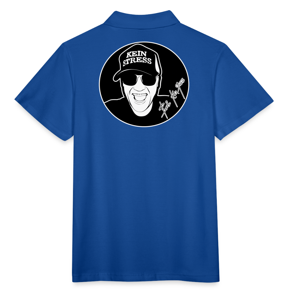 Boscho Kein Stress ® Poloshirt mit Logo auf Vorder - und Rückseite - Royalblau