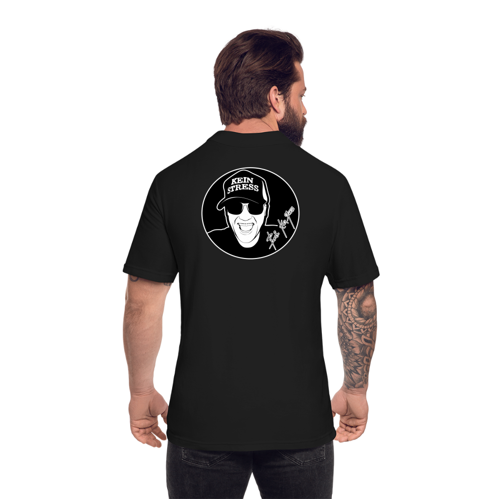 Boscho Kein Stress ® Poloshirt mit Logo auf Vorder - und Rückseite - Schwarz