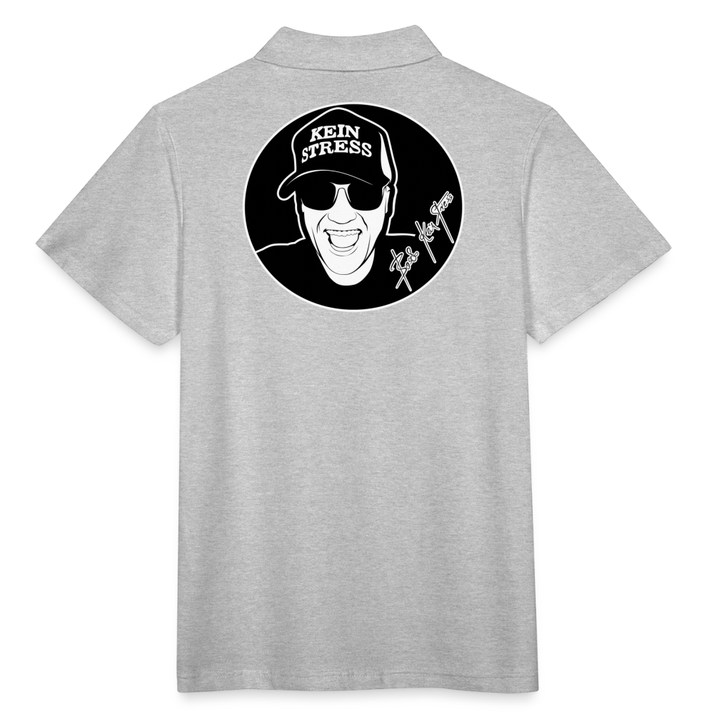 Boscho Kein Stress ® Poloshirt mit Logo auf Vorder - und Rückseite - Grau meliert