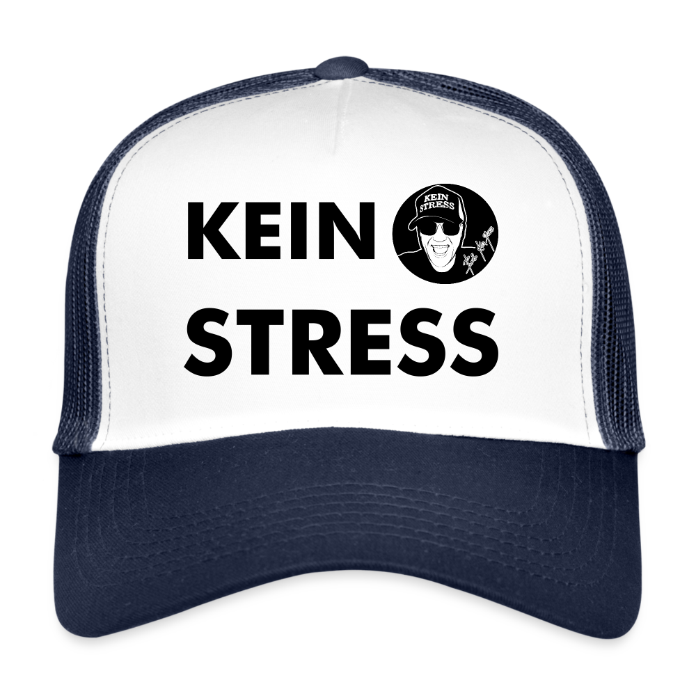 Boscho Kein Stress ® Trucker Cap Text mit Logo - Weiß/Navy