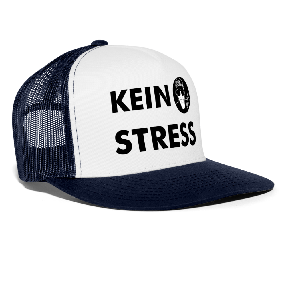 Boscho Kein Stress ® Trucker Cap Text mit Logo - Weiß/Navy