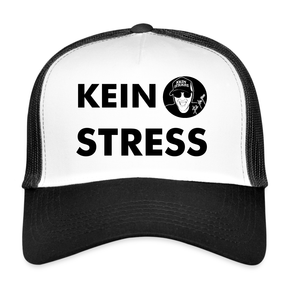 Boscho Kein Stress ® Trucker Cap Text mit Logo - Weiß/Schwarz