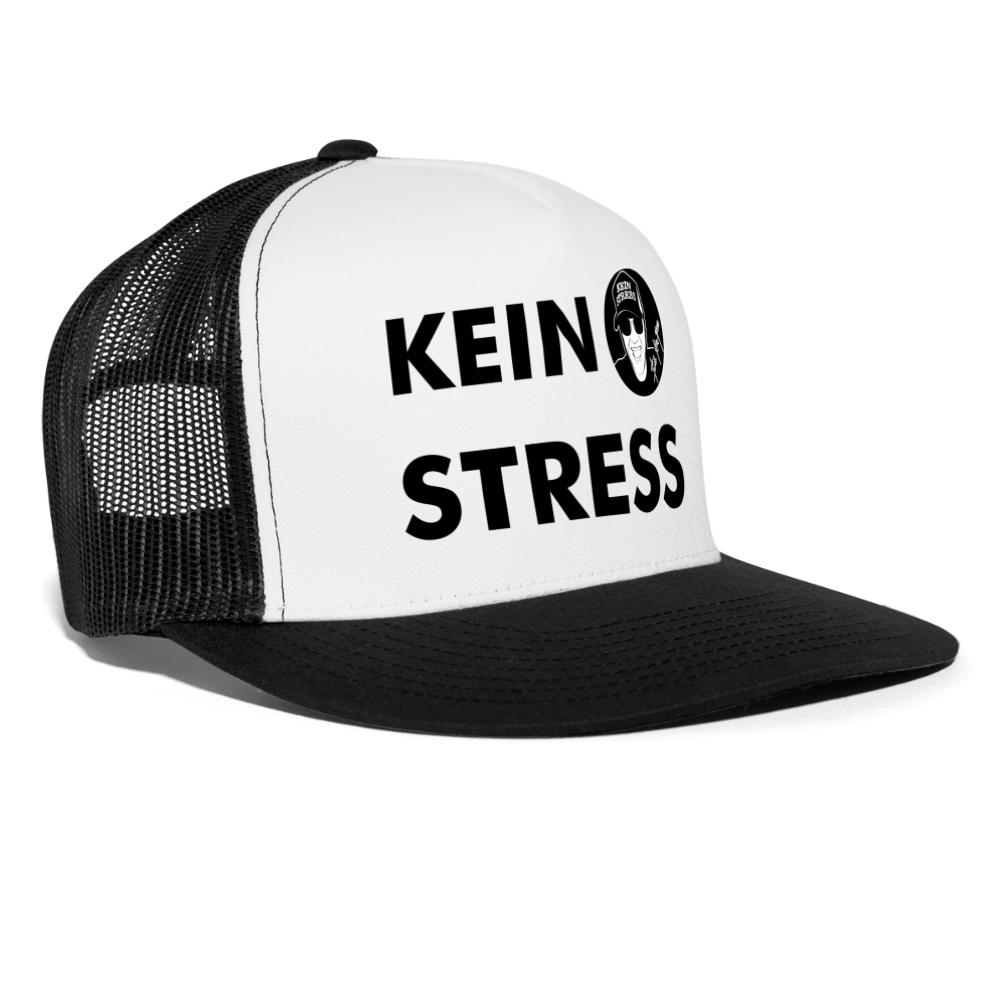 Boscho Kein Stress ® Trucker Cap Text mit Logo - Weiß/Schwarz