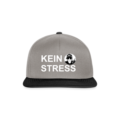 Boscho Kein Stress ® Snapback Cap weißer Text / weißes Logo - Graphit/Schwarz