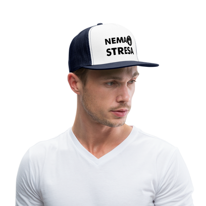 Boscho Kein Stress ® Trucker Cap Text Kroatisch mit Logo NEMA STRESA - Weiß/Navy