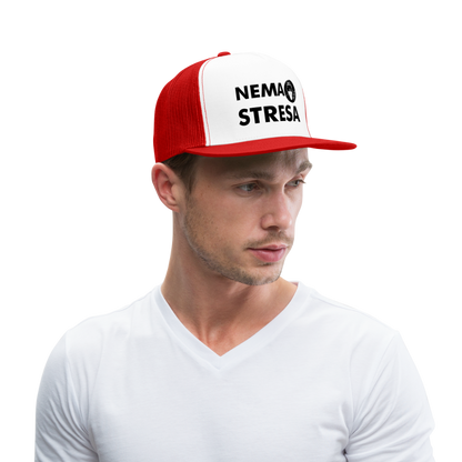 Boscho Kein Stress ® Trucker Cap Text Kroatisch mit Logo NEMA STRESA - Weiß/Rot